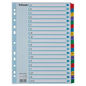Przekładka alfabetyczna Mylar kartonowe A4 mix kolorów 160g 20k A-Z Esselte (100166)