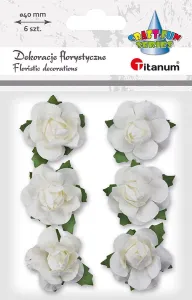 Ozdoba papierowa Craft-Fun Series róże na druciku Titanum (25YX0902-12- white)