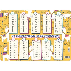 Podkład na biurko Tabliczka mnożenia lamy żółte mix papier pokryty folią Henry (5905701485390)