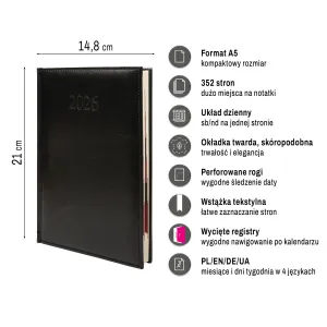 Kalendarz książkowy (terminarz) PREMIUM A5 Press (DZIENNY)
