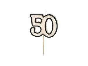Świeczka urodzinowa liczba 50, 5,5cm, biało-czarny Partydeco (SCU16-50)