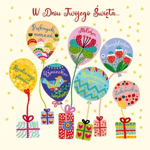 Kartka składana Karnet KW BALONOWE ŻYCZENIA kw Henry (5905701484126)