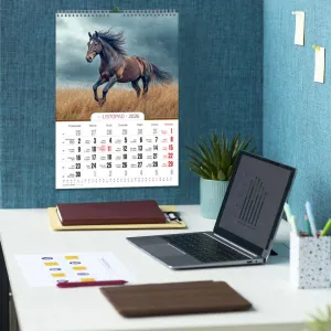 Kalendarz ścienny 16  stron wieloplanszowy A3 Press (konie)