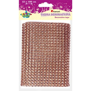 Taśma ozdobna Titanum Craft-Fun Series z kryształkami różowa 120mm 1m (PJ660)