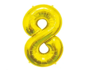 Balon foliowy Cyfra 8, złota, 85 cm 85cal Godan (BC-HZL8)