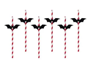 Słomka Nietoperze,19,5cm 6 szt Partydeco (SLH2)