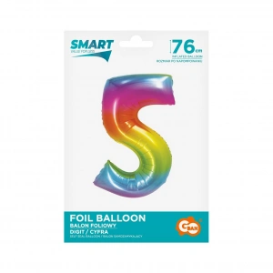 Balon foliowy Godan Smart cyfra 5 tęcza 76cm (CH-STC5)