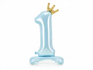 Balon foliowy Partydeco Stojący cyfra 1, 84 cm, błękit 32cal (FB126M-1-011)