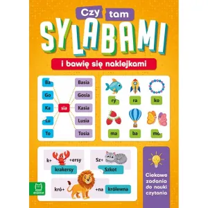 Książka dla dzieci Czytam sylabami i bawię się naklejkami. Ciekawe zadania do nauki czytania Aksjomat