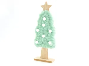 Ozdoba świąteczna choinka 29cm drewniana z materiałem One Dollar (364424)