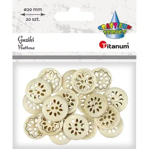 Guziki Craft-Fun Series 20mm, ażurowe naturalny 20 szt Titanum (WDY216)