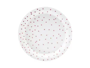 Talerz jednorazowy Kropki, biały papier śr. 180mm 6 szt Partydeco (TPP53-008)