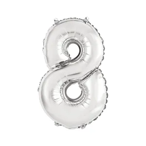 Balon foliowy cyfra 8 srebrny 35 cm 8cal Godan (FG-C35S8)