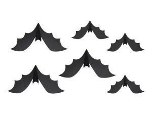 Ozdoba halloweenowa Dekoracja papierowa Nietoperze, 19-29 cm, czarny (1 op. / 6 szt.) Partydeco (DNT11)
