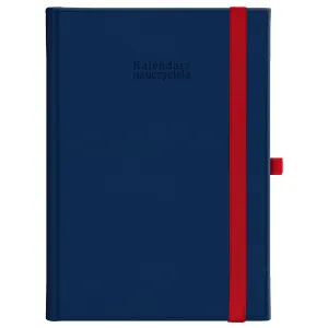 Kalendarz nauczyciela książkowy (terminarz) Nebraska z gumką granatowy A5 143mm x 204mm Wokół Nas (A5TN070B)