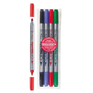 Flamaster dwustronne 4 kol. Fibracolor
