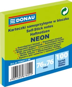 Notes samoprzylepny (karteczki) Neon zielony 100k [mm:] 76x76 Donau (7586011-06)