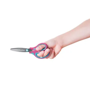 Nożyczki Griffix zaokrąglone praworęczne różowe 14cm Pelikan (300009543)