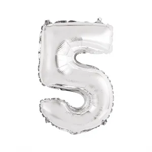 Balon foliowy Godan cyfra 5 srebrny 35 cm 16cal (FG-C35S5)