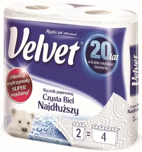 Ręcznik rolka Czysta Biel Najdłuższy kolor: biały Velvet