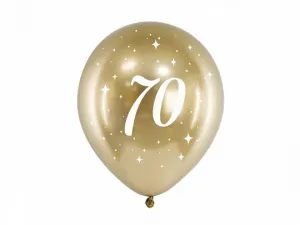 Balon gumowy Partydeco Glossy 70 urodziny złoty 300mm (CHB14-1-70-019-6)