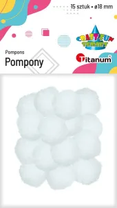 Pompony Craft-Fun Series białe 15 szt Titanum
