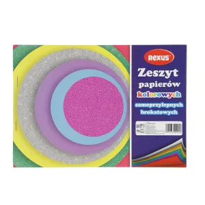 Zeszyt papierów kolorowych brokatowych samoprzylepnych A5 8k Rexus (6092926)