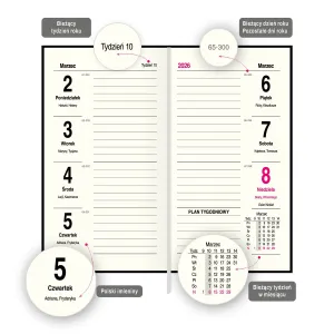 Kalendarz książkowy (terminarz) SLIM 3/4 B6 Press (tygodniowy)