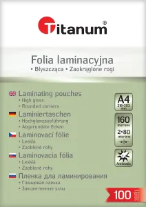Folia do laminowania A4 przezroczysty 80mic. [mm:] 216x303 Titanum