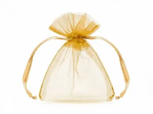 Organza Partydeco Woreczki z organzy, złoty, 10cm (WRG5-019-10)