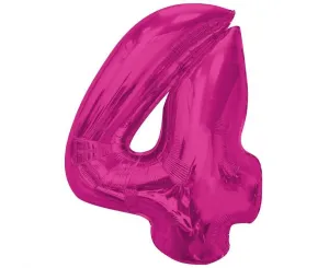 Balon foliowy Smart cyfra 4, różowa, 92 cm Godan (CH-S9R4)