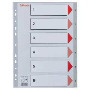 Przekładka numeryczna A4 szara 6k 1-6 Esselte (100104)