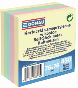 Notes samoprzylepny Donau mix pastelowy 450k 76mm x 76mm (7589001)