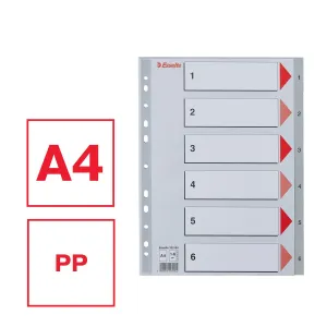 Przekładka numeryczna A4 szara 6k 1-6 Esselte (100104)