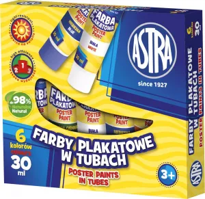 Farby plakatowe Astra w tubach kolor: mix 30ml 6 kolor. (83119900)