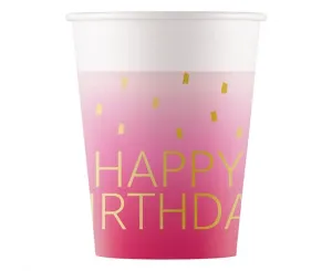 Kubek jednorazowy Blue Happy Birthday, Decorata papier 200ml Godan (96624)