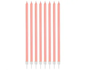 Świeczka urodzinowa perłowe jasnoróżowe, 15.5x0.44 cm, 8 szt. Godan (BH-SPJR)