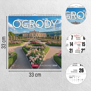 Kalendarz ścienny ogrody 33x33 330mm x 330mm Press