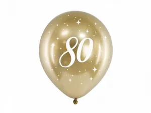 Balon gumowy Partydeco Glossy 80 urodziny złoty 300mm (CHB14-1-80-019-6)