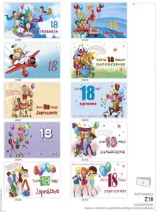 Zaproszenie na 18-te urodziny Pol-Mak mix wzorów