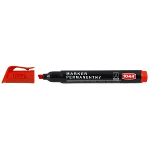 Marker permanentny Toma, czerwony ścięta końcówka