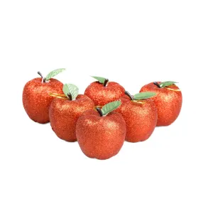 Ozdoba świąteczna Jabłuszka brokatowe (6 szt.) czerwone Arpex (BN6035CZE-3443)