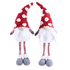 Ozdoba świąteczna gnom z brodą i czapką w kropki 18x10x55 Home And Garden (6854)