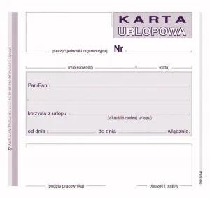 Druk offsetowy Michalczyk i Prokop Karta urlopowa 2/3 A6 40k. (507-6)
