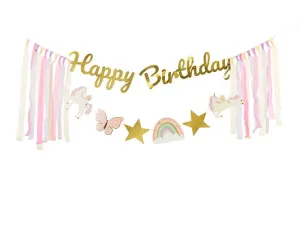 Baner Happy Birthday Jednorożec, 230x17.5 cm Partydeco (GRL120)