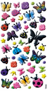 Naklejka (nalepka) Titanum Craft-Fun Series wypukła motyle, biedronki, kwiaty (PPA005)