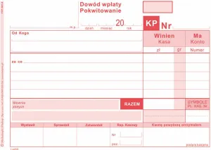 Druk samokopiujący A6 KP Dowód wpłaty 80k. Michalczyk i Prokop (401-5)