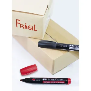 Marker permanentny wkład czerwony okrągła końcówka Faber Castell