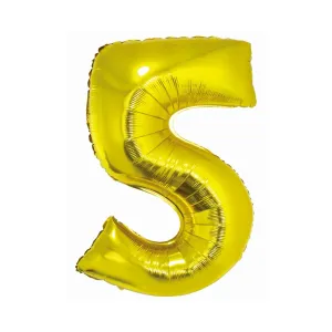 Balon foliowy Smart cyfra 5 złota 76cm Godan (CH-SZL5)