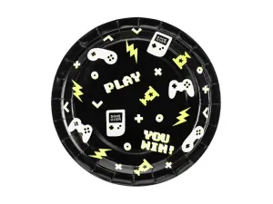 Talerz jednorazowy Gamepady papier śr. 230mm 6 szt Partydeco (TPP88)